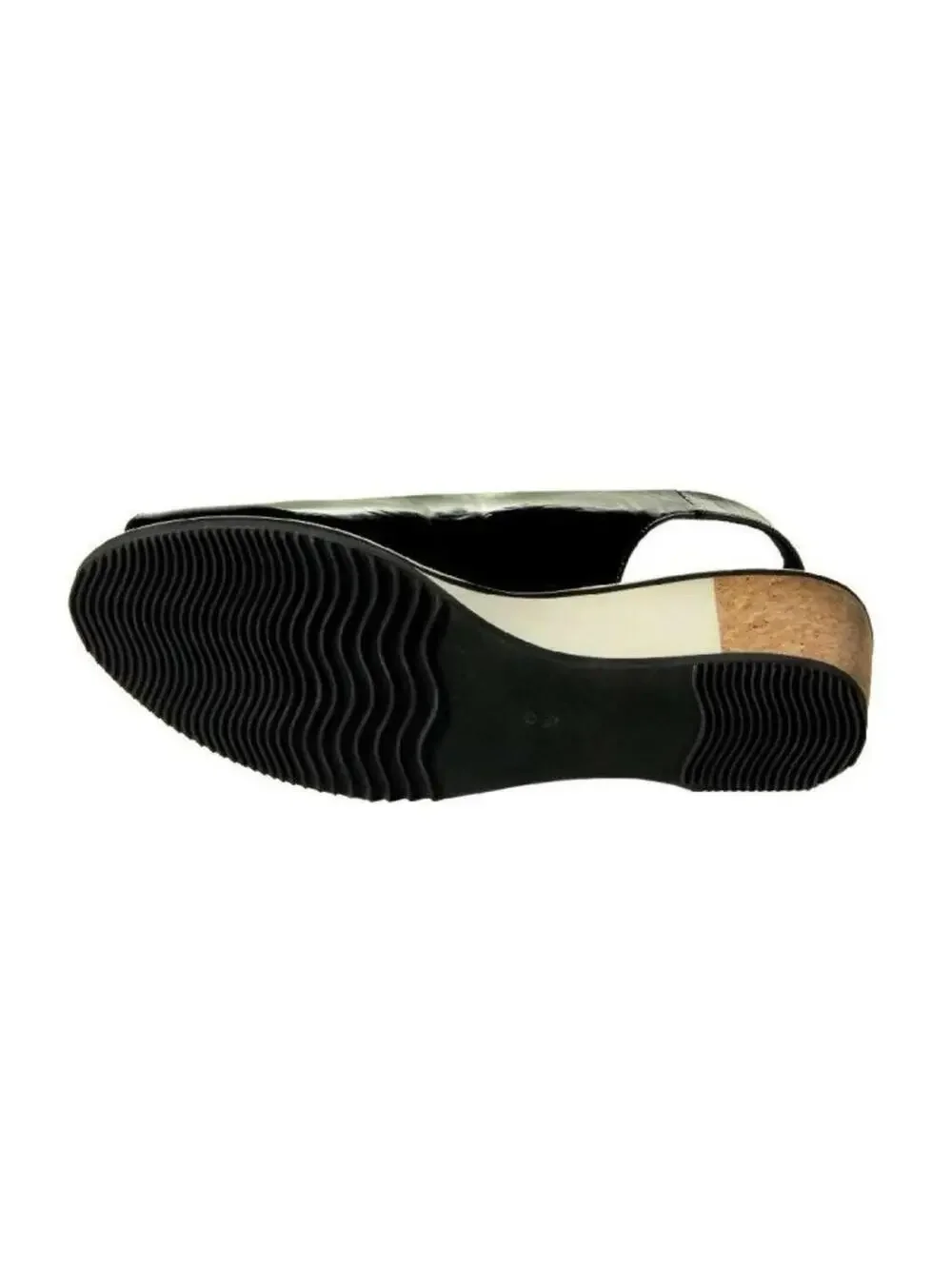(RF) VANELi Baise Black Patent Leather Wedge Sandals Size 8.5 8-1/2 NIB